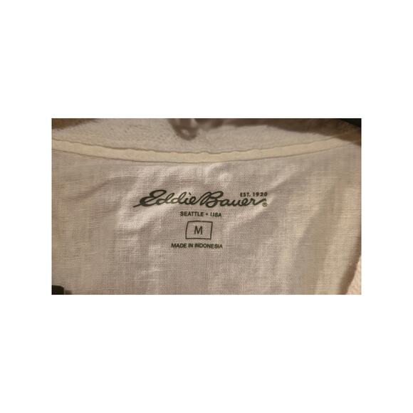 Eddie Bauer Button Shirt Women M White Roll Sleeve Pockets Cotton NWT - Picture 3 of 6